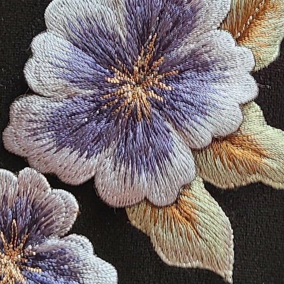 Long Black Velvet  Formal Dress with 3D Floral Embroidery, Size Small - Picture 9 of 10